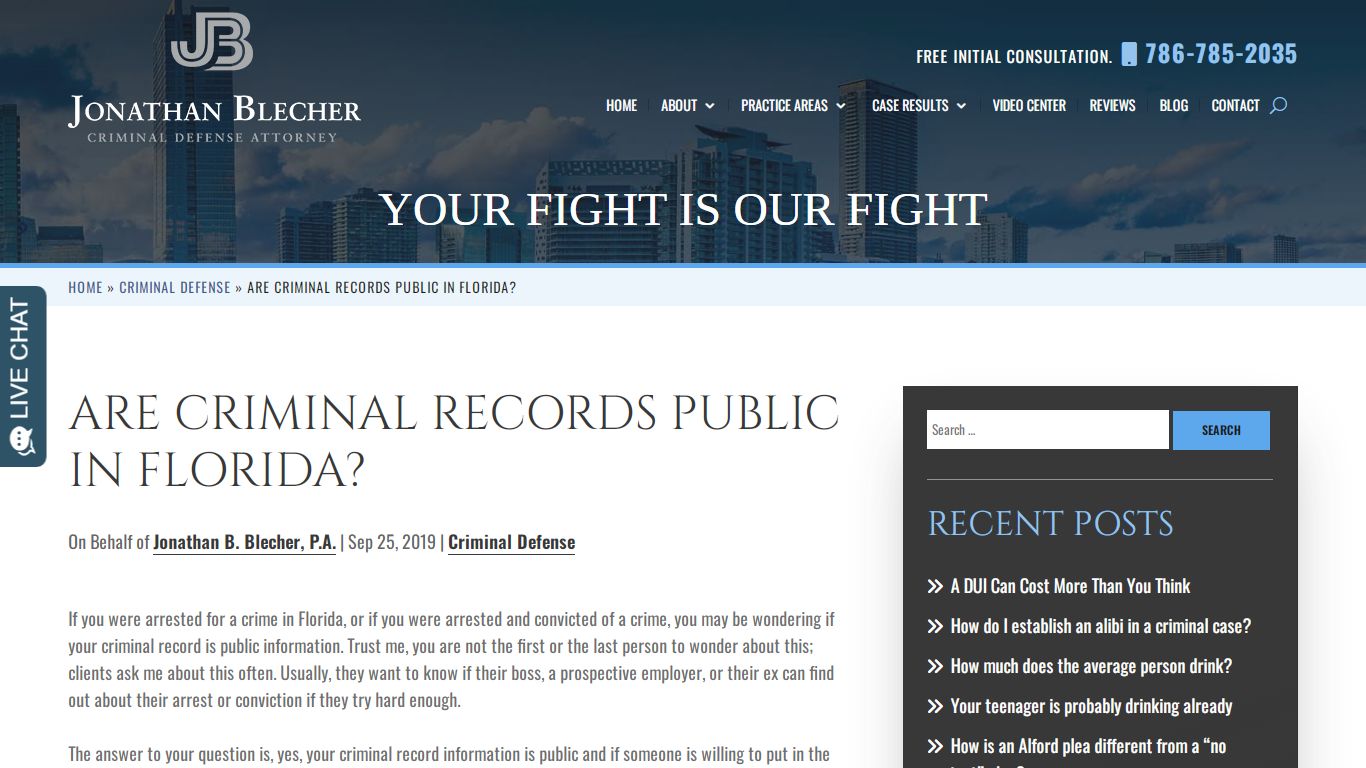 Are Criminal Records Public in Florida? - Jonathan Blecher, P.A.